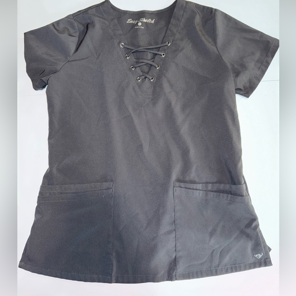 Easy Stretch Uniform Women’s Scrub Top Gray Pullover Size Small